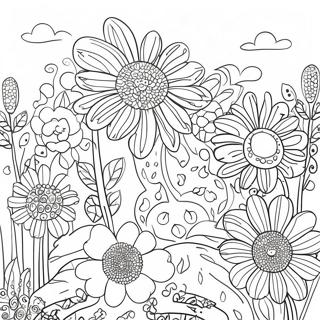 Pointillism Flower Garden Coloring Page 56714-45255