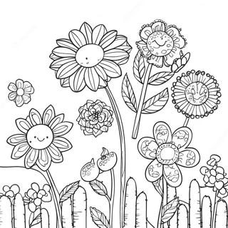 Pointillism Flower Garden Coloring Page 56714-45256