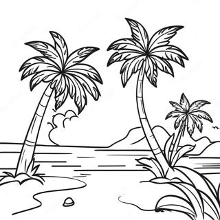 Tropical Paradise With Palm Trees Coloring Page 56764-45298