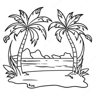 Tropical Paradise With Palm Trees Coloring Page 56764-45300