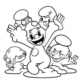 Happy Smurf Playing With Friends Coloring Page 5677-4637