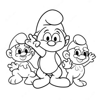 Happy Smurf Playing With Friends Coloring Page 5677-4639