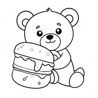 Cute Teddy Bear With Sandwich Coloring Page 56824-45341