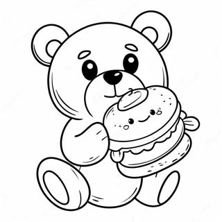 Cute Teddy Bear With Sandwich Coloring Page 56824-45342