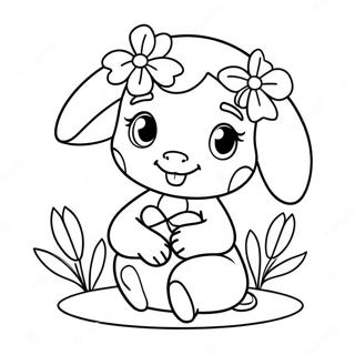 Cute Ella With Flowers Coloring Page 56864-45377