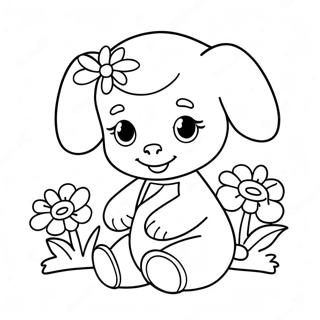 Cute Ella With Flowers Coloring Page 56864-45379