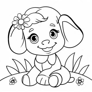 Cute Ella With Flowers Coloring Page 56864-45380