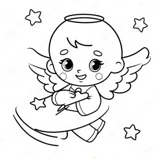 Adorable Precious Moments Angel Playing With Stars Coloring Page 56904-45412