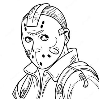 Jason With A Scary Mask Coloring Page 56984-45722