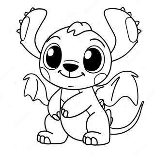 Cute Stitch Playing With Toothless Coloring Page 56994-45481