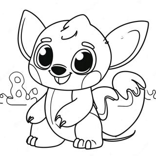 Cute Stitch Playing With Toothless Coloring Page 56994-45483