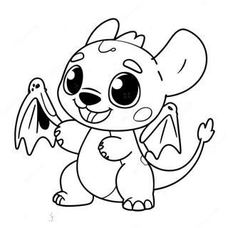 Cute Stitch Playing With Toothless Coloring Page 56994-45484