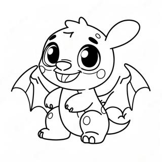 Cute Stitch Playing With Toothless Coloring Page 56994-45734