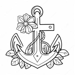 Decorative Anchor With Flowers Coloring Page 57044-45530