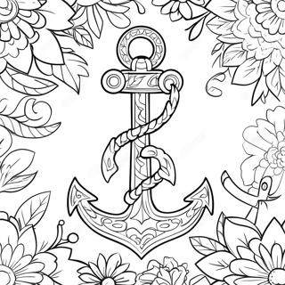 Decorative Anchor With Flowers Coloring Page 57044-45531