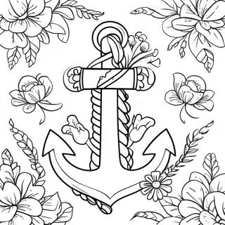 Decorative Anchor With Flowers Coloring Page 57044-45774