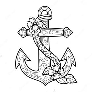 Decorative Anchor With Flowers Coloring Page 57044-45775