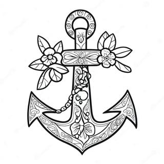 Decorative Anchor With Flowers Coloring Page 57044-45776