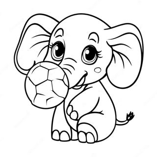 Cute Baby Elephant Playing With Ball Coloring Page 57064-45537