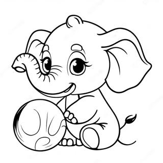 Cute Baby Elephant Playing With Ball Coloring Page 57064-45538