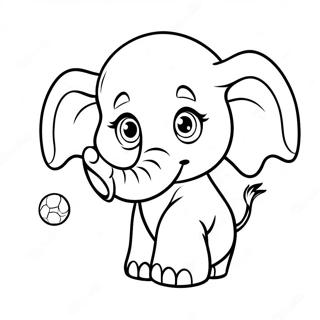 Cute Baby Elephant Playing With Ball Coloring Page 57064-45539