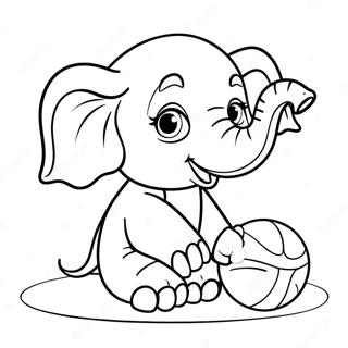 Cute Baby Elephant Playing With Ball Coloring Page 57064-45793