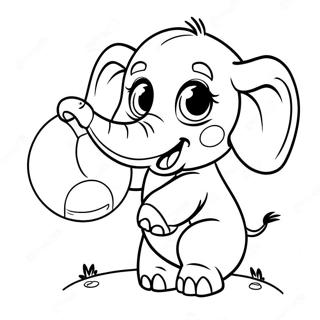 Cute Baby Elephant Playing With Ball Coloring Page 57064-45794