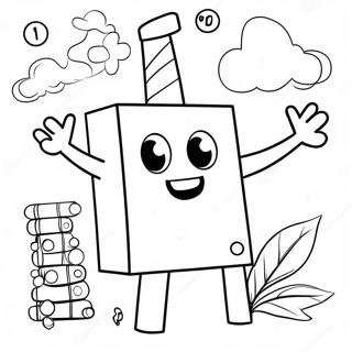 Numberblocks 100 With Colorful Background Coloring Page 57114-45830