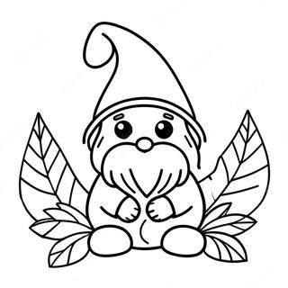 Fall Gnome With Colorful Leaves Coloring Page 5716-4671