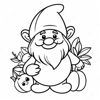 Happy Fall Gnome Holding Pumpkin Coloring Page 5717-4681