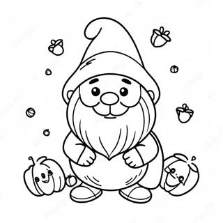 Happy Fall Gnome Holding Pumpkin Coloring Page 5717-4682