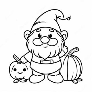 Happy Fall Gnome Holding Pumpkin Coloring Page 5717-4683