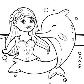 Barbie With Friendly Dolphin Coloring Page 57184-45889