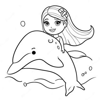 Barbie With Friendly Dolphin Coloring Page 57184-45892