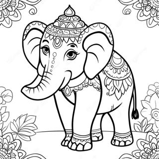 Traditional Indian Elephant Coloring Page 57204-45897