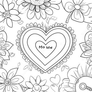 Mothers Day Heart Flowers Coloring Page 57313-45986