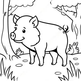 Cute Wild Boar In Forest Coloring Page 57484-46122