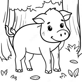 Cute Wild Boar In Forest Coloring Page 57484-46123