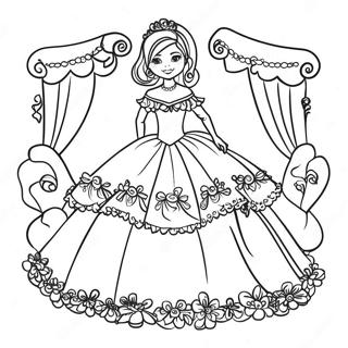 Elegant Quinceanera Celebration Coloring Page 57554-46181