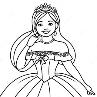 Elegant Quinceanera Celebration Coloring Page 57554-46182