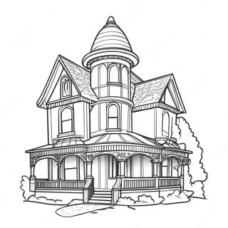 Charming Victorian House Coloring Page 5757-4713