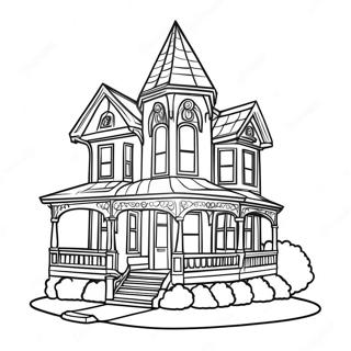 Charming Victorian House Coloring Page 5757-4714