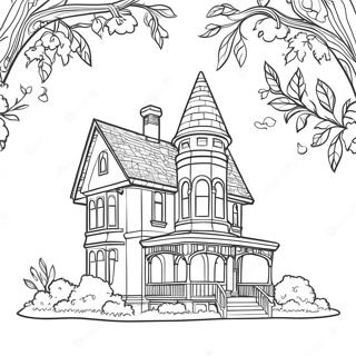 Charming Victorian House Coloring Page 5757-4715