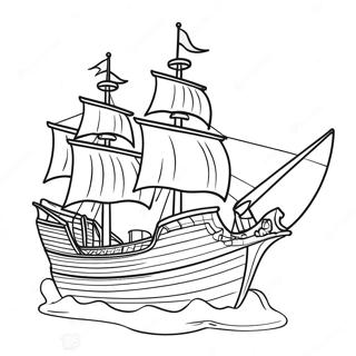 Pirate Ship Coloring Page 5766-4705