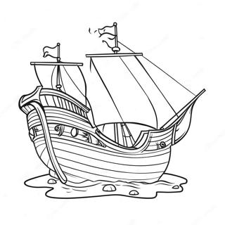 Colorful Pirate Ship With Treasure Coloring Page 5767-4709