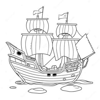 Colorful Pirate Ship With Treasure Coloring Page 5767-4710