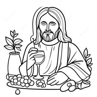 Colorful Jesus And Wine Jars Coloring Page 57724-46322