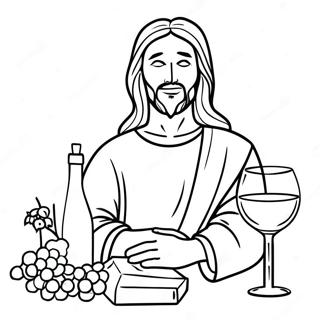 Colorful Jesus And Wine Jars Coloring Page 57724-46323