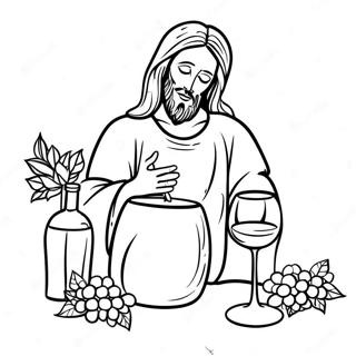 Colorful Jesus And Wine Jars Coloring Page 57724-46324