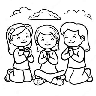 Thankful Children Praying Coloring Page 5777-4722